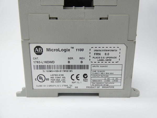 ALLEN BRADLEY 1763-L16DWD SER. B REV. B F/W 8.0 12-24VDC UNMP