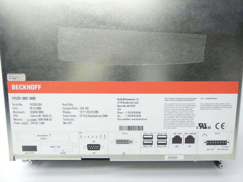 BECKHOFF CP6201-0001-0000 24VDC UNMP