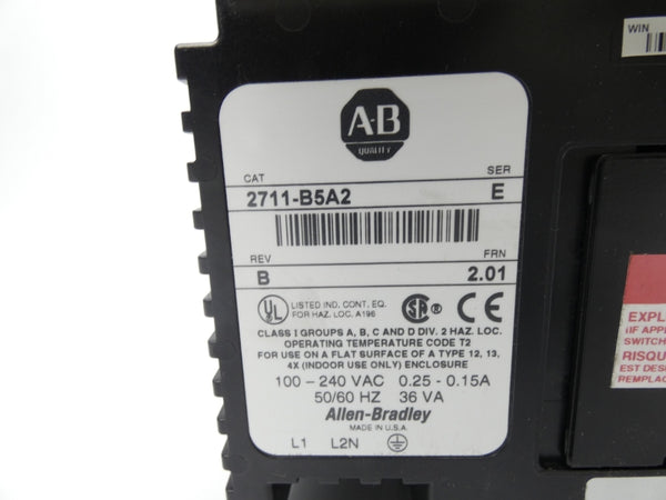 ALLEN BRADLEY 2711-B5A2 SER. E REV. B F/W 2.01 100-240VAC 0.25-0.15A NSNP