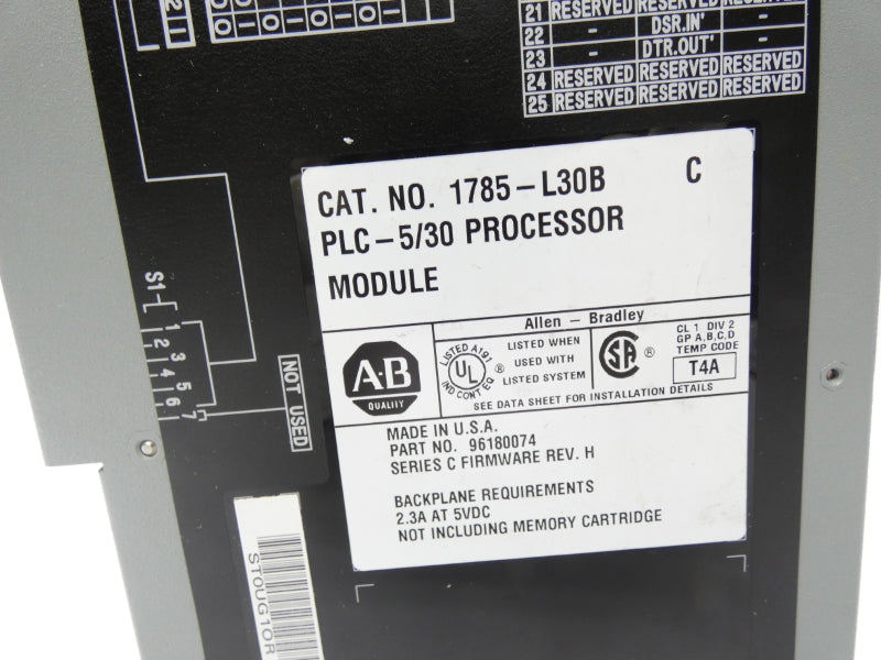 ALLEN BRADLEY 1785-L30B SER. C F/W H 5VDC 2.3A (NO KEY) UNMP