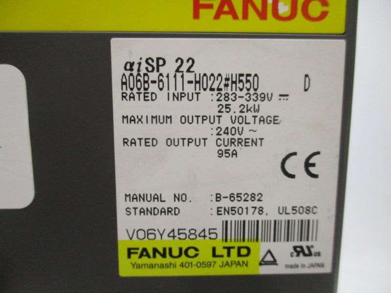 FANUC  A06B-6111-H022#H550 283-339V 95A NSMP