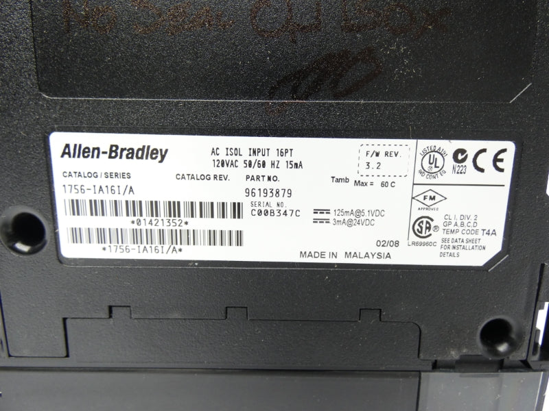 ALLEN BRADLEY 1756-IA16I SER. A F/W 3.2 120VAC UNMP