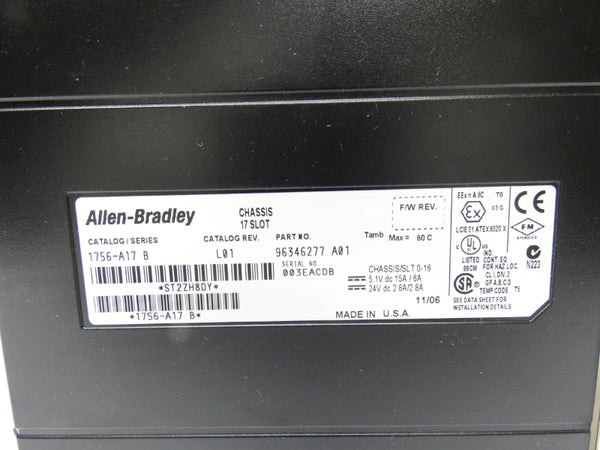 ALLEN BRADLEY 1756-A17 SER. B REV. L01 24VDC 15A UNMP