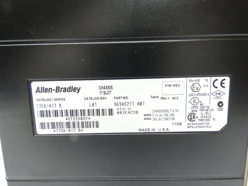 ALLEN BRADLEY 1756-A17 SER. B REV. L01 24VDC 15A UNMP