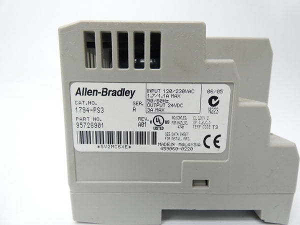 ALLEN BRADLEY 1794-PS3 SER. A REV. A01 120/230VAC 3A UNMP