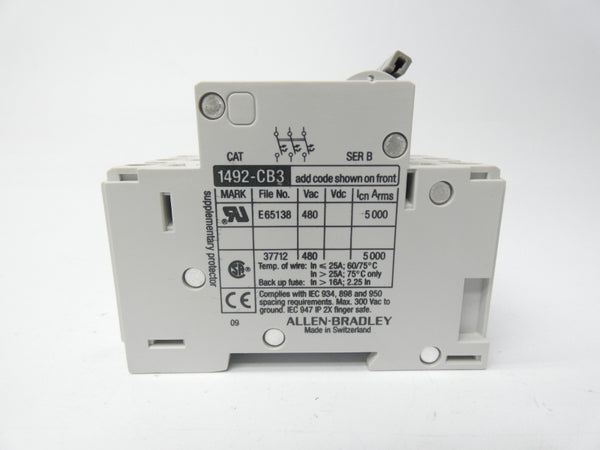 ALLEN BRADLEY 1492-CB3H500 SER. B 480VAC 50A (GY/BL) NSMP