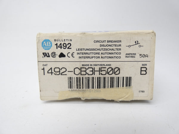 ALLEN BRADLEY 1492-CB3H500 SER. B 480VAC 50A (GY/BL) NSMP