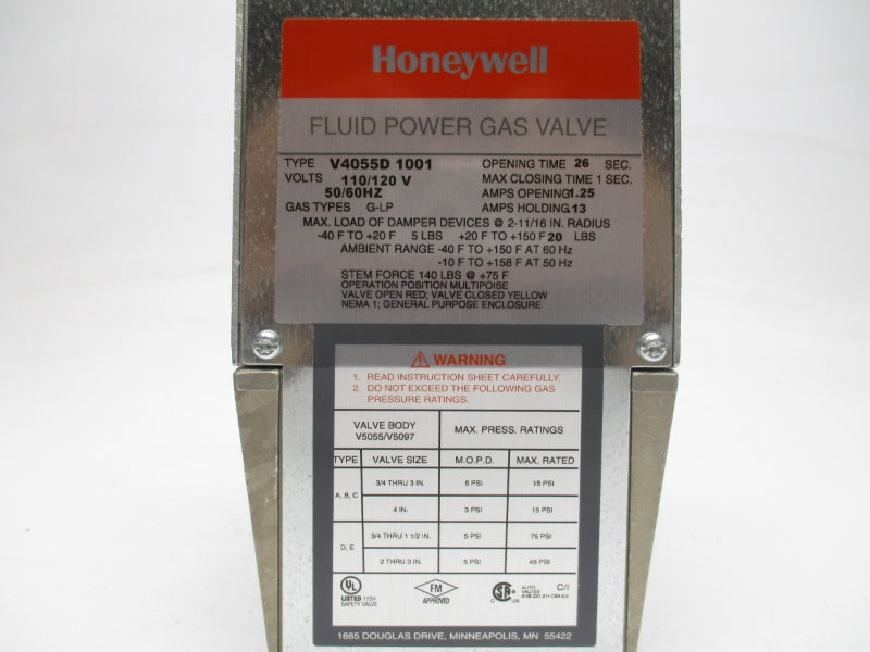 HONEYWELL V4055D1001 110/120V 75PSI 4" NSMP