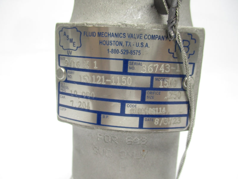 FLUID MECHANICS VALVE COMPANY  151121-1150 10000PSI 9/16"X/1" NSNP