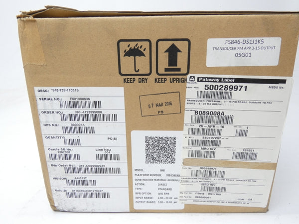 FISHER 846-DS1J1K5 3-15PSI NSMP