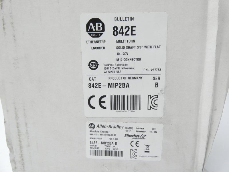 ALLEN BRADLEY 842E-MIP2BA SER. B F/W 1.002 10-30VDC 3/8" NSMP