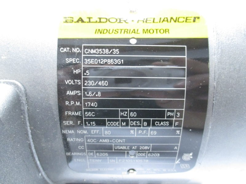 BALDOR CNM3538/35 230/460V 1.6/.8A UNMP