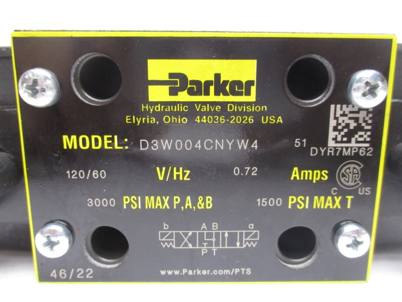 PARKER D3W004CNYW451 120/60V 0.72A 3000PSI NSNP