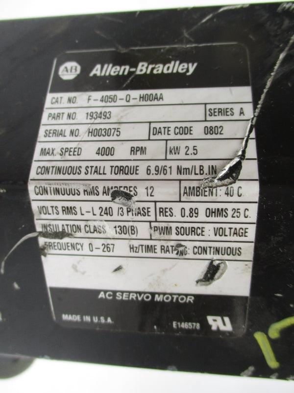 ALLEN BRADLEY F-4050-Q-H00AA SER. A 240V UNMP
