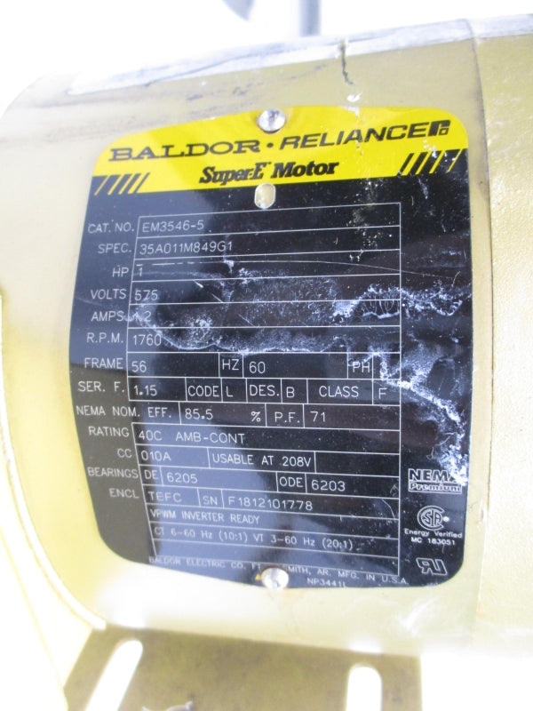 BALDOR EM3546-5 575V 1.2A NSNP