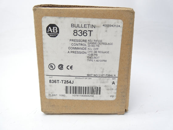 ALLEN BRADLEY 836T-T254J SER. A 120-600V 60A 20-300PSI (BR/WH) NSMP