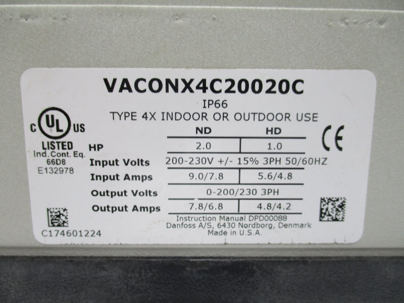 VACON X4C20020C 200-230V 9.0-7.8A NSMP