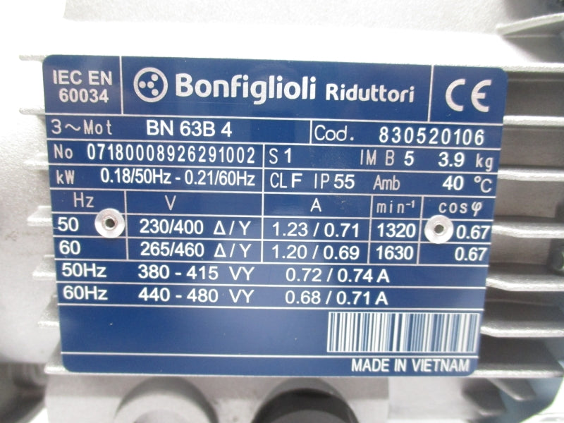 BONFIGLIOLI BN63B4 265/460V 1.23/0.71A NSMP