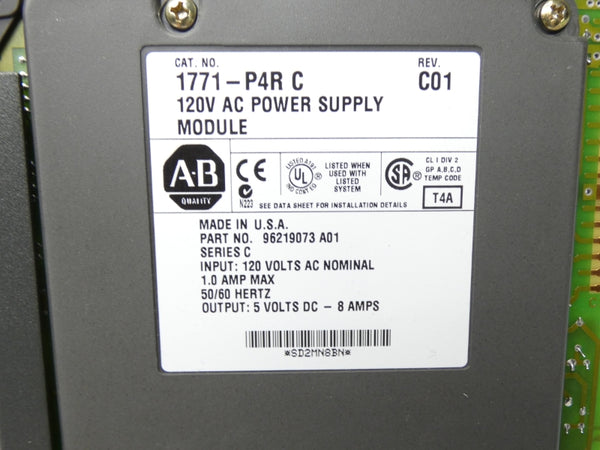 ALLEN BRADLEY 1771-P4R SER. C REV. C01 120VAC 8A NSNP