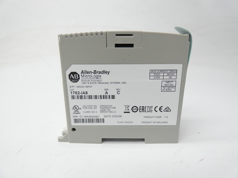 ALLEN BRADLEY 1762-IA8 SER. A REV. C 120VAC 0.05A NSMP