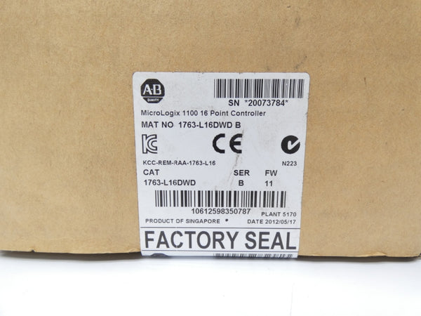 ALLEN BRADLEY 1763-L16DWD SER. B F/W 11 DATE: 2012 NSFS