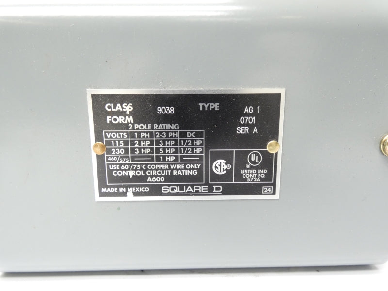 SQUARE D 9038AG1 SER. A 460/575V NSNP