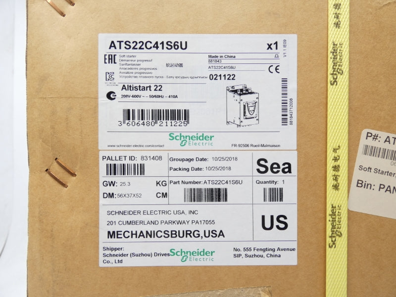 SCHNEIDER ELECTRIC ATS22C41S6U 208-600V 410A NSFS