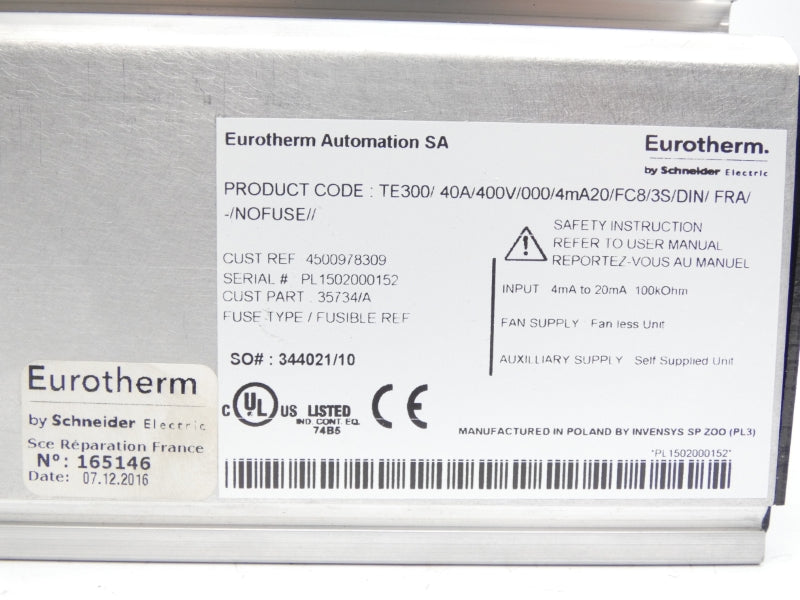 EUROTHERM TE300/40A/400V/000/4MA20/FC8/3S/DIN/FRA NSMP