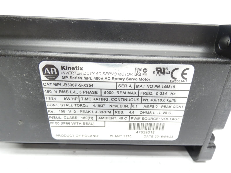 ALLEN BRADLEY MPL-B330P-S-X254 SER. A 480VAC NSMP