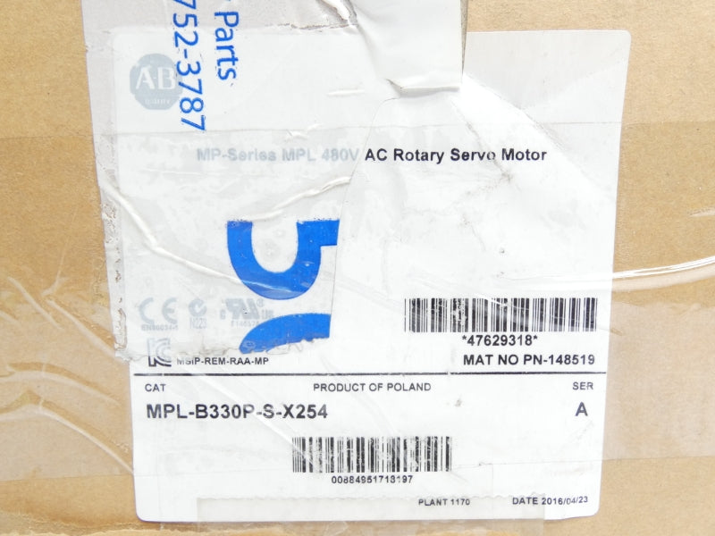 ALLEN BRADLEY MPL-B330P-S-X254 SER. A 480VAC NSMP