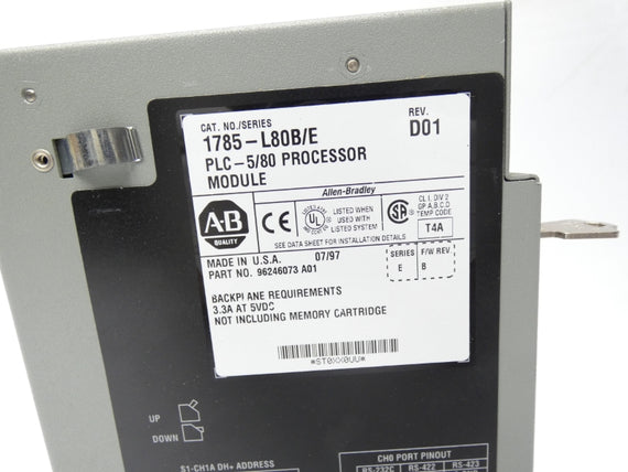 ALLEN BRADLEY 1785-L80B SER. E REV. D01 F/W B 5VDC 3.3A UNMP
