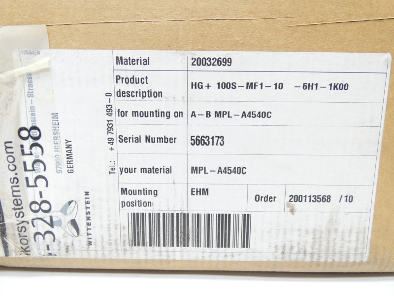WITTENSTEIN HG100SMF-10-6H1-1K00 NSMP