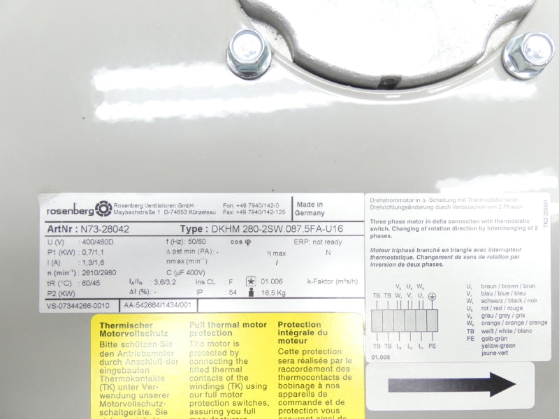 ROSENBERG N73-28042 DKHM 280-2SW.087.5FA-U16 400/460V NSMP