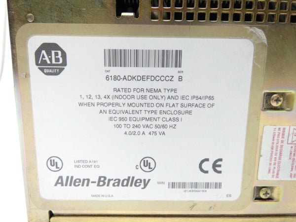 ALLEN BRADLEY 6180-ADKDEFDCCCZ SER. B 100-240VAC 4.0/2.0A UNMP