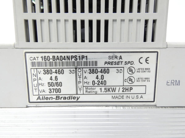ALLEN BRADLEY 160-BA04NPS1P1 SER. A 380-460V 4.6A UNMP