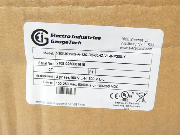 ELECTRO INDUSTRIES NEXUS1252-A-120-D2-60HZ-V1-INP200-X 100-250VAC NSFS