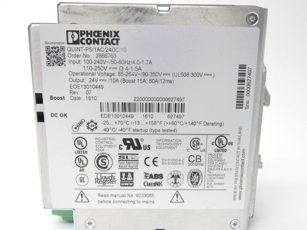 PHOENIX CONTACT QUINT-PS/1AC/24DC/10 110-250V 3.4/1.5A NSNP