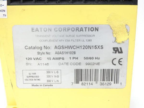 EATON AGSHWCH120N15XS 120VAC 15A NSNP