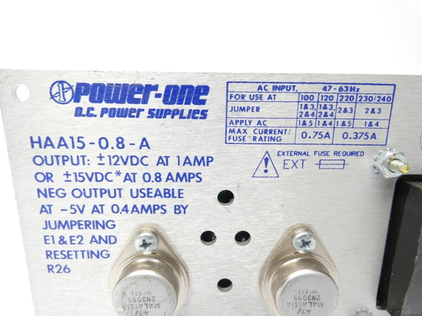 POWER ONE HA15-0.8-A 100/240V 0.8A UNMP