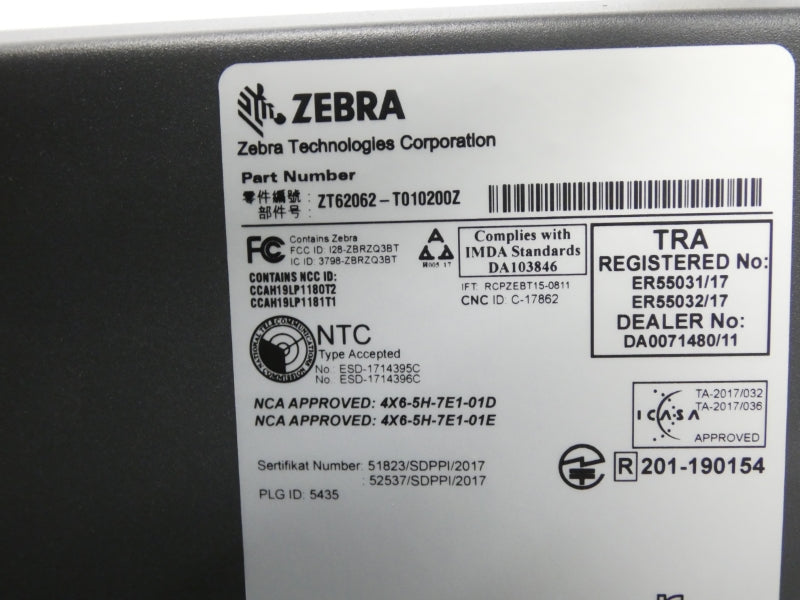 ZEBRA ZT62062-T010200Z ZT620 100-240VAC 5A NSMP