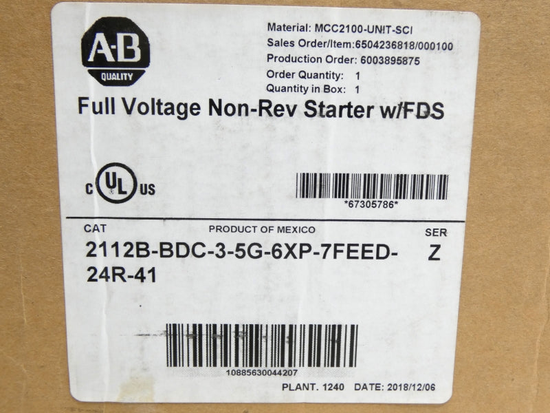 ALLEN BRADLEY 2112B-BDC-3-5G-6XP-7FEED-24R-41 SER. Z 600V NSMP