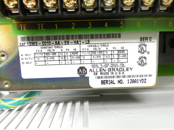 ALLEN BRADLEY 1336S-C010-AA-EN-HA1-L5 SER. C 575V 12A NSMP
