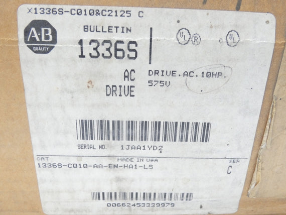 ALLEN BRADLEY 1336S-C010-AA-EN-HA1-L5 SER. C 575V 12A NSMP