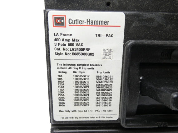 CUTLER HAMMER LA3400PRF 600VAC 400A NSMP