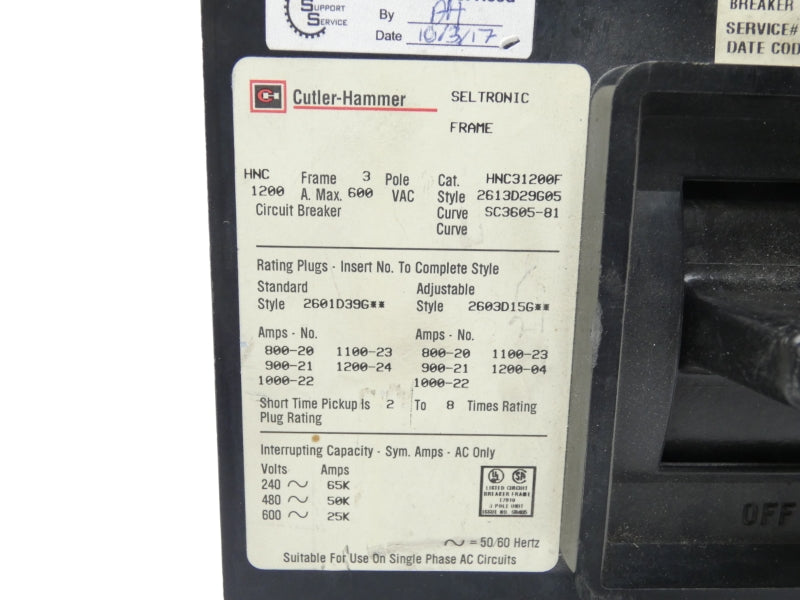CUTLER HAMMER HNC31200 600VAC 900A REMAN