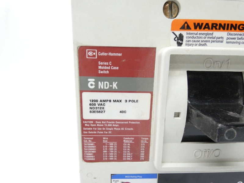 CUTLER HAMMER ND312K 600VAC 1200A UNMP