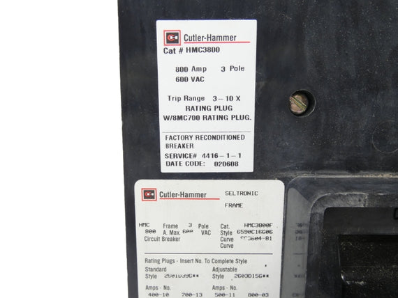 EATON HMC3800 600VAC 800A REMAN