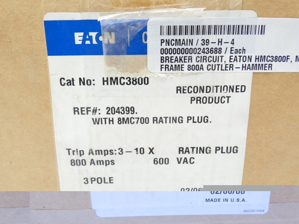 EATON HMC3800 600VAC 800A REMAN