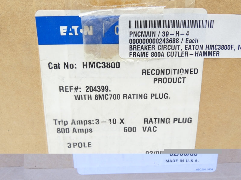 EATON HMC3800 600VAC 800A REMAN