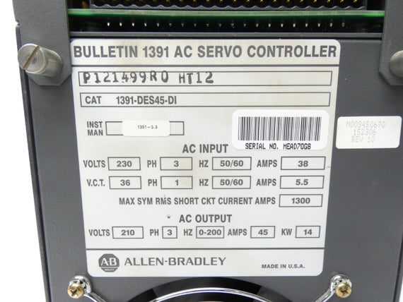 ALLEN BRADLEY 1391-DES45-DI REV. 10 230V 38A NSNP